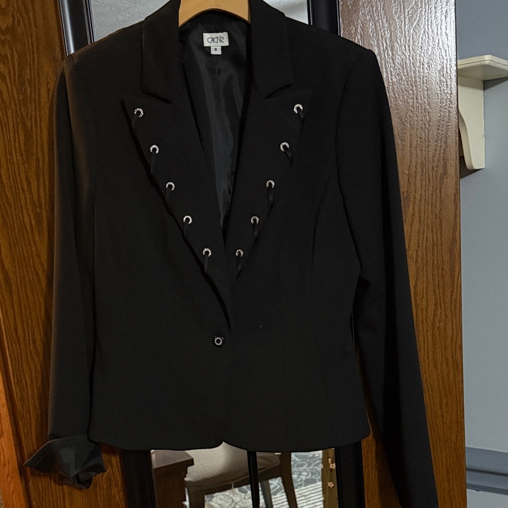 Cache Black Blazer with Eyelet Detail